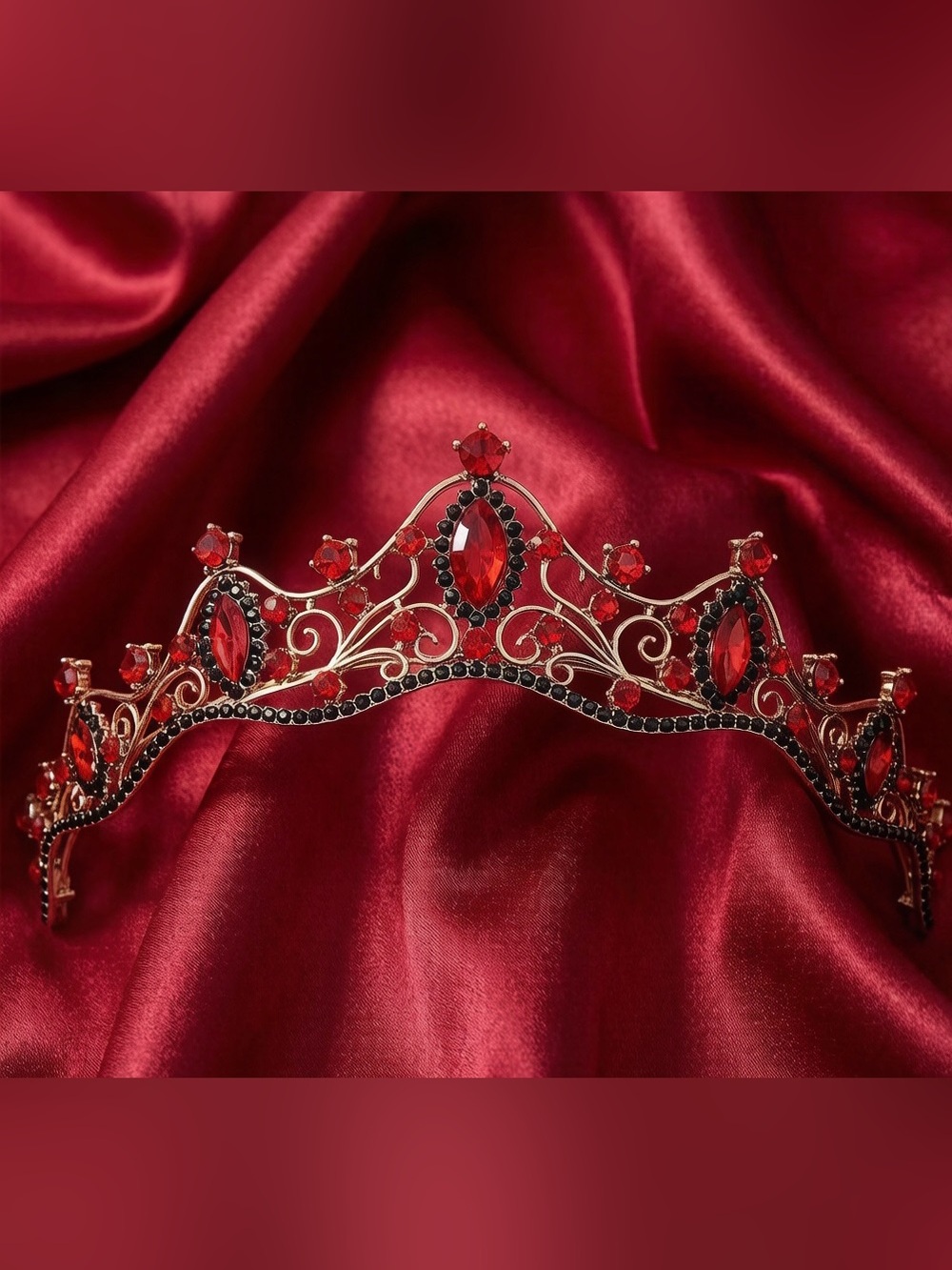 Red Crystal Tiara Crown - Women Accessories